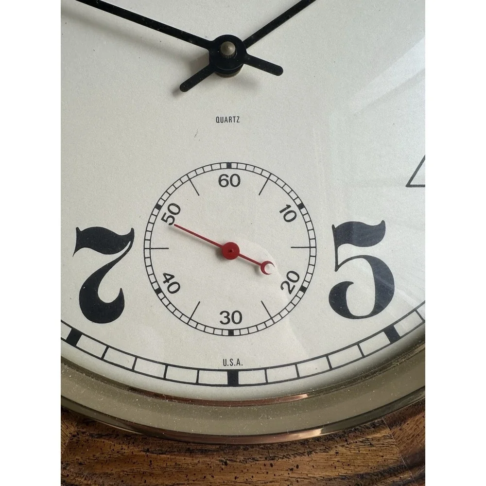 Howard Miller 612-247 Octagon Wall Clock Quartz Wood Frame Vintage USA 16.5